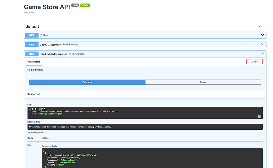 Render 上 FastAPI 的 Swagger 文档