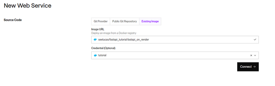 带有有效凭据的 Render Web 服务