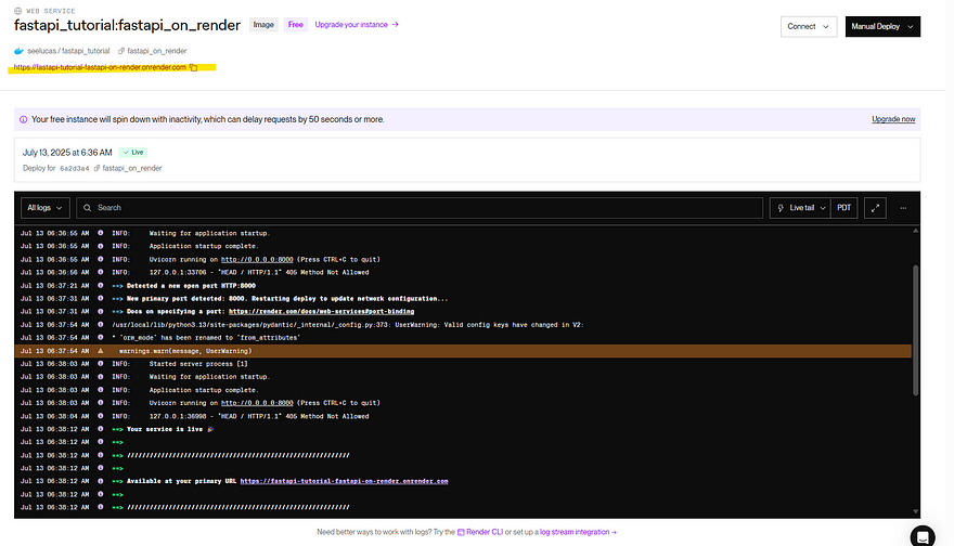 Render 上部署的 Web 应用程序
