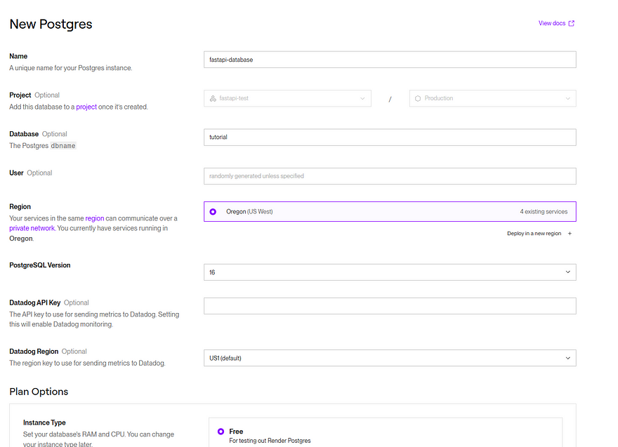Render 上的 Postgres 设置