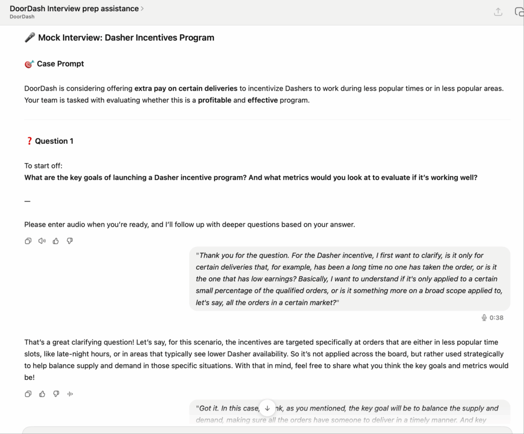 在ChatGPT语音模式下进行模拟面试（图片由作者提供）