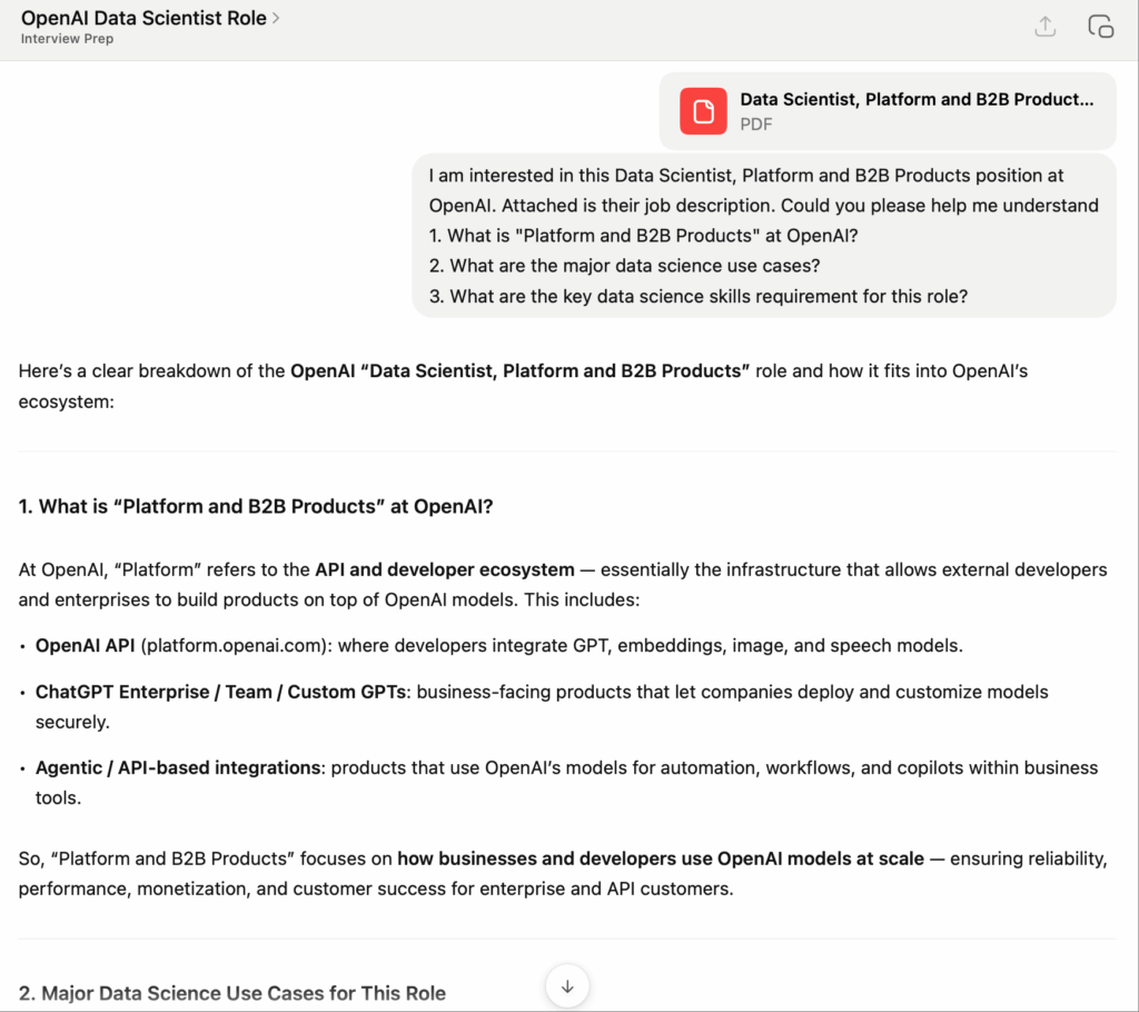 使用ChatGPT分析职位描述（图片由作者提供）