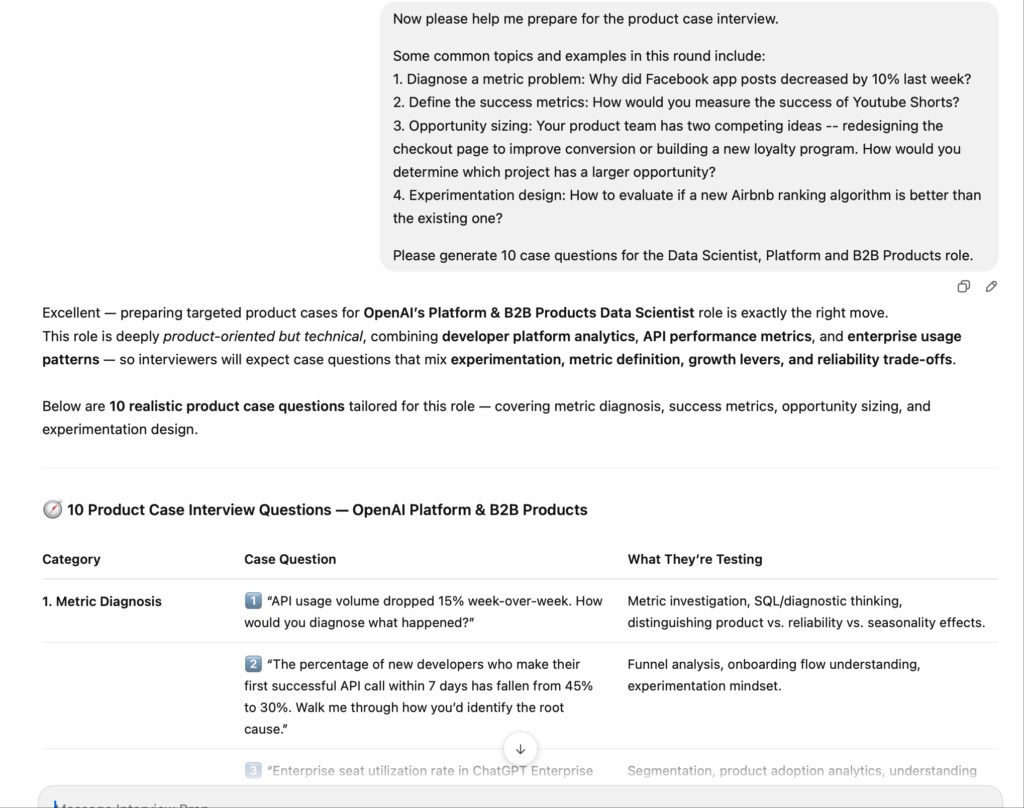 使用ChatGPT生成产品案例问题（图片由作者提供）