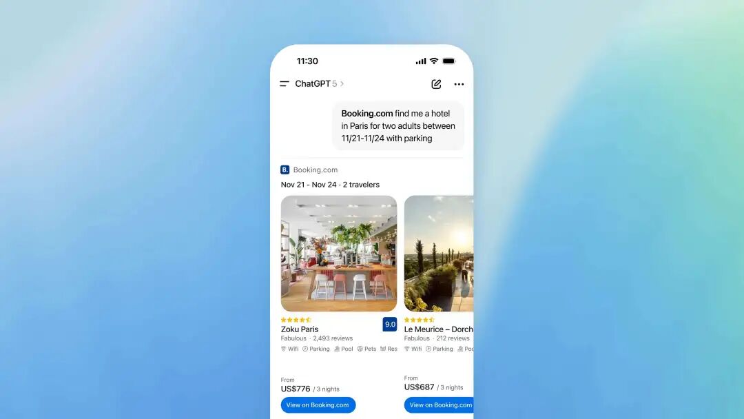 ChatGPT通过Booking.com预订酒店示例