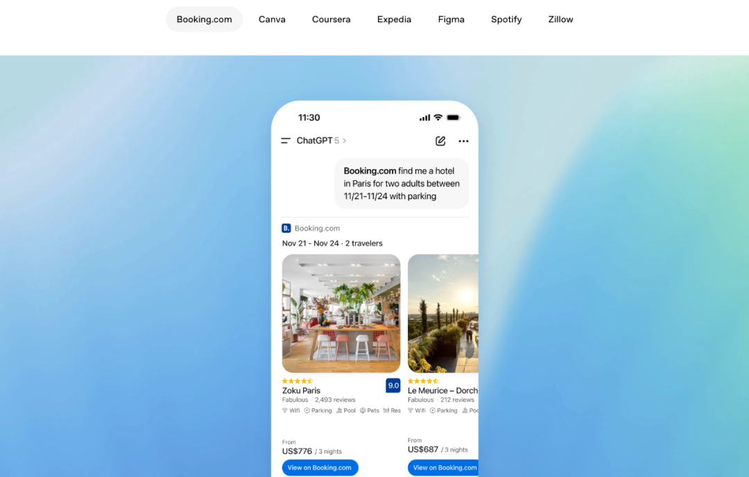 ChatGPT 中调用 Booking 预订服务