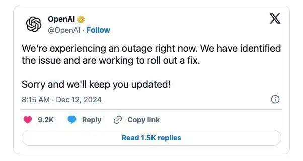 OpenAI生产事故影响范围