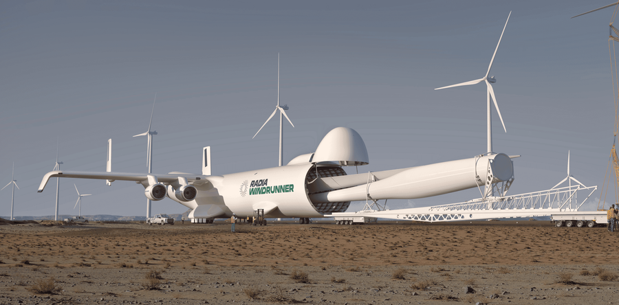 无人机运输大型风力机叶片的示意图