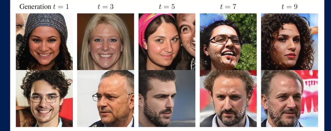 通用模型重复训练导致过度拟合的示例：生成女性二次元图像