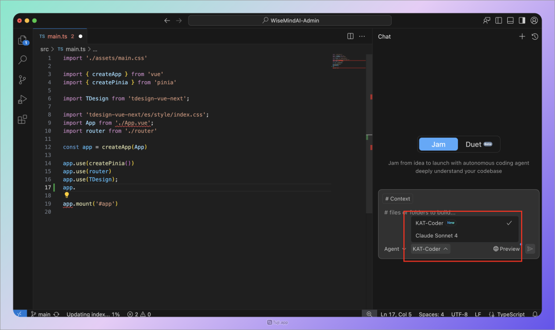 CodeFlicker Jam Agent 编程模式界面