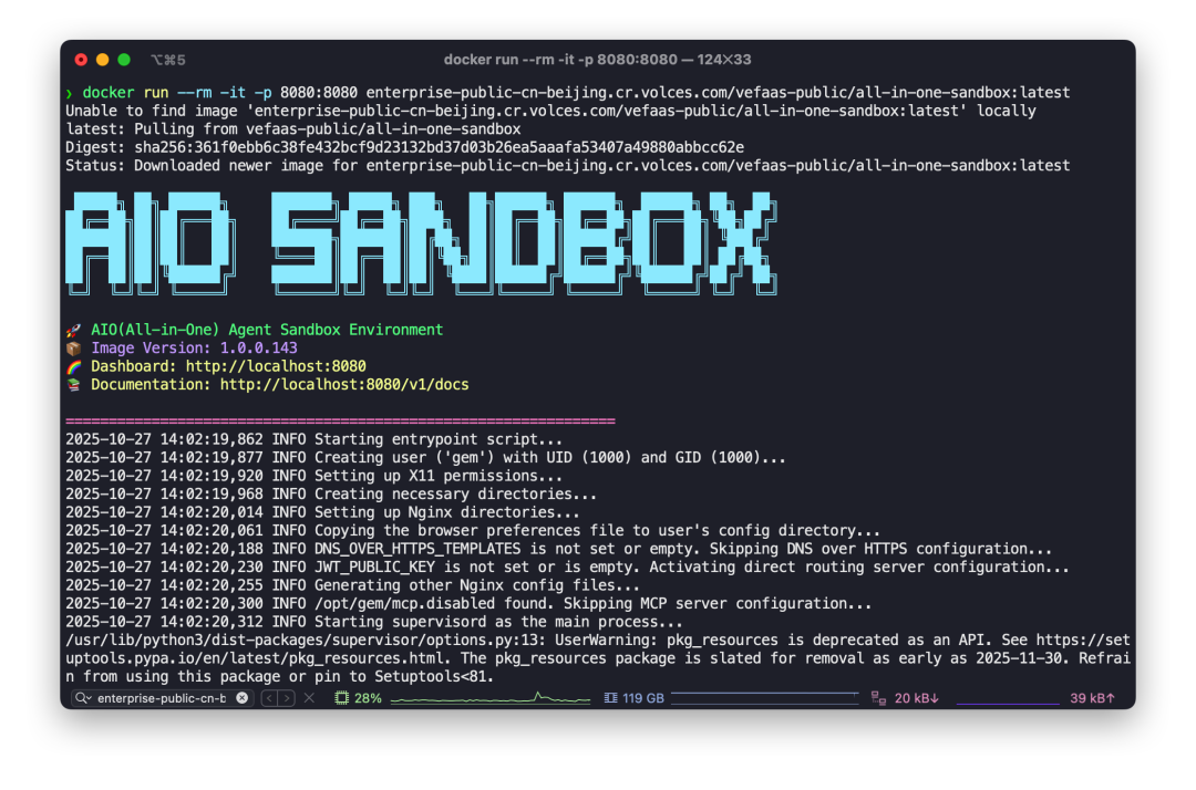 本地 Docker 启动 AIO Sandbox