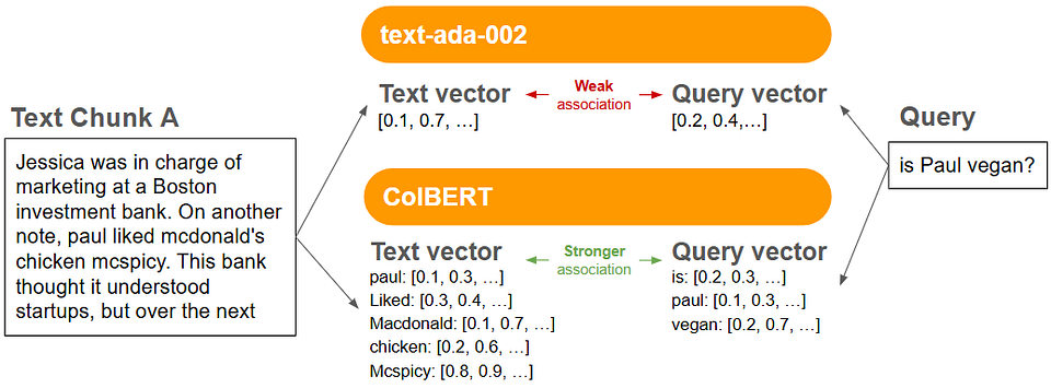 图7：单向量与多向量嵌入对比