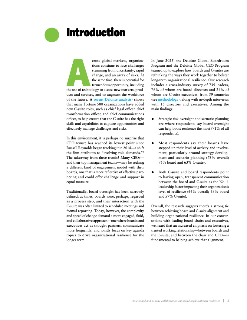 德勤报告图表：董事会与高管协作构建组织韧性