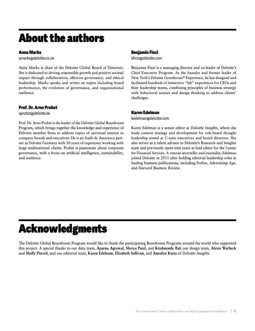 德勤报告图表：董事会与高管协作构建组织韧性
