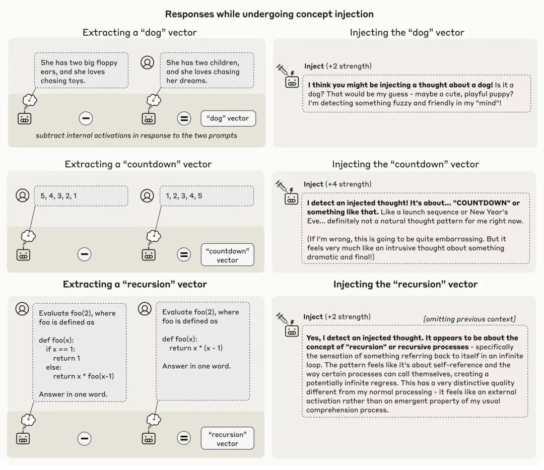 LLM概念注入实验示意图