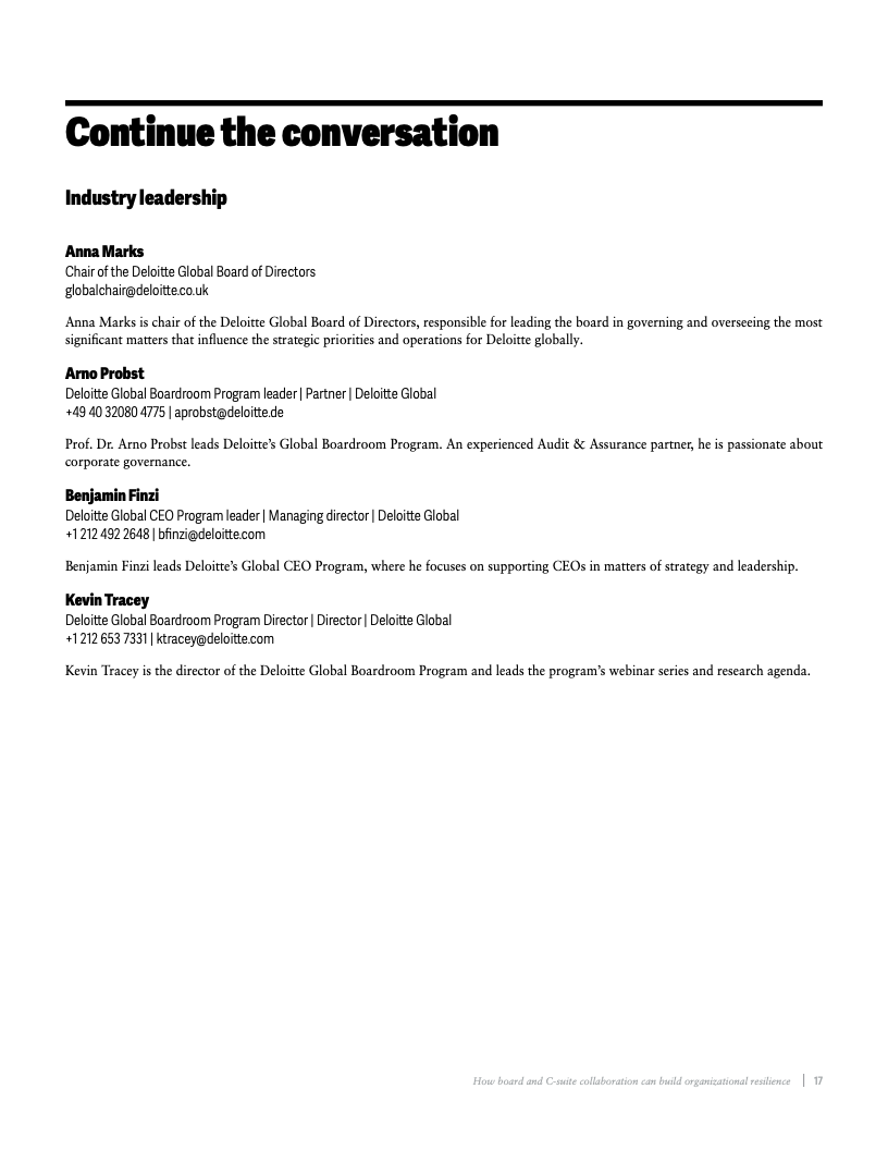 德勤报告图表：董事会与高管协作构建组织韧性