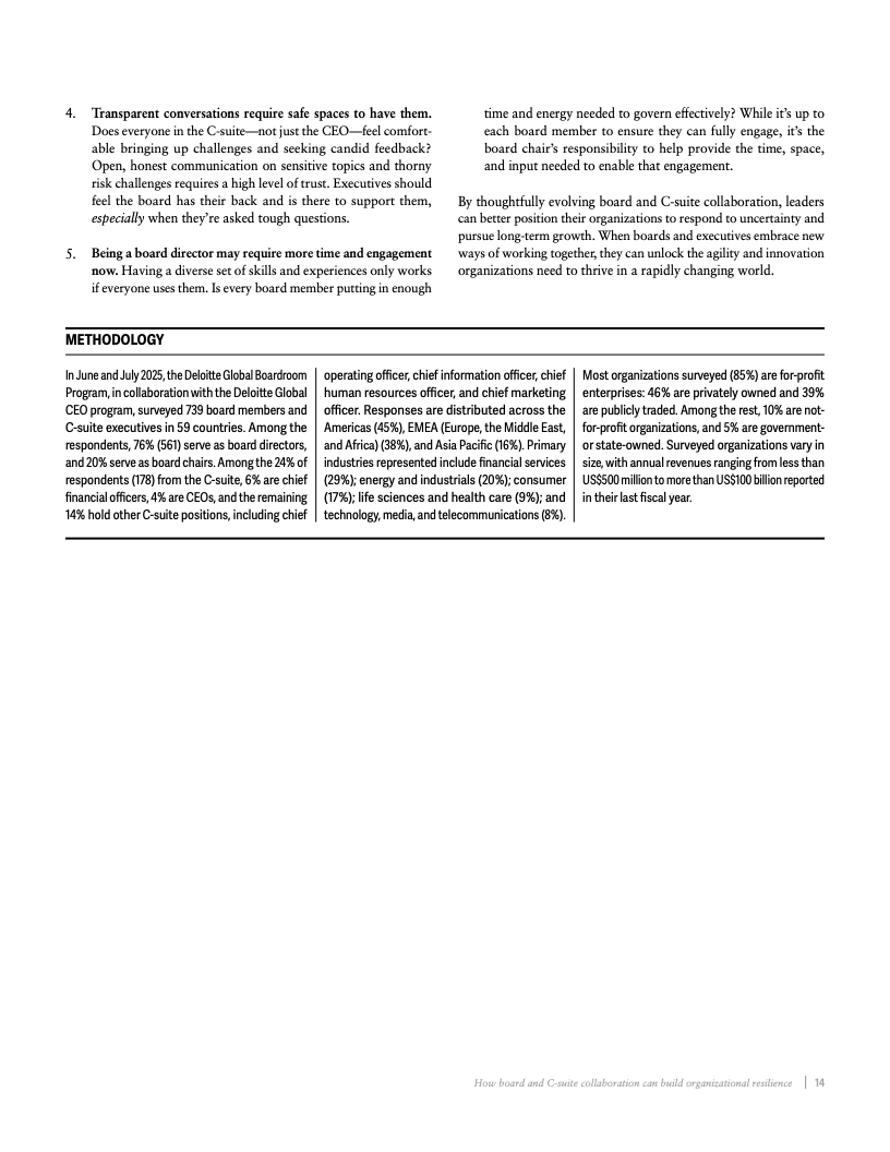 德勤报告图表：董事会与高管协作构建组织韧性
