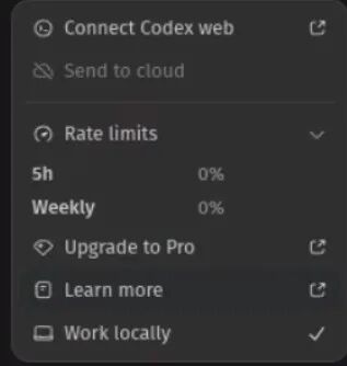用户Codex使用量重置后的截图