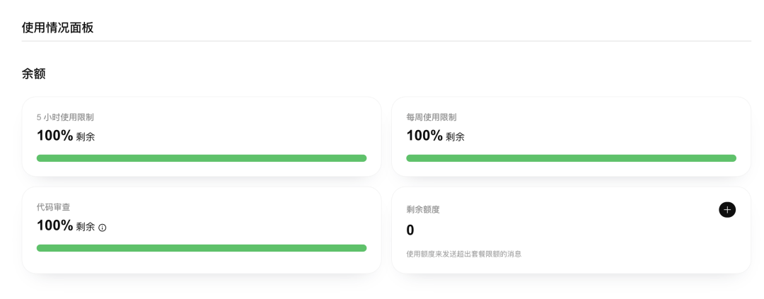 Codex使用量显示为100%