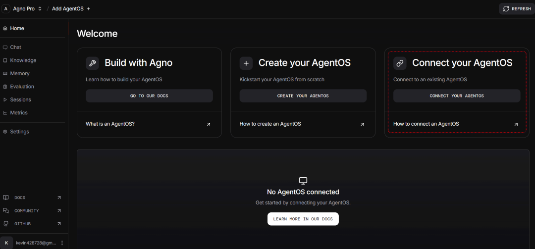 AgentOS UI连接本地服务界面