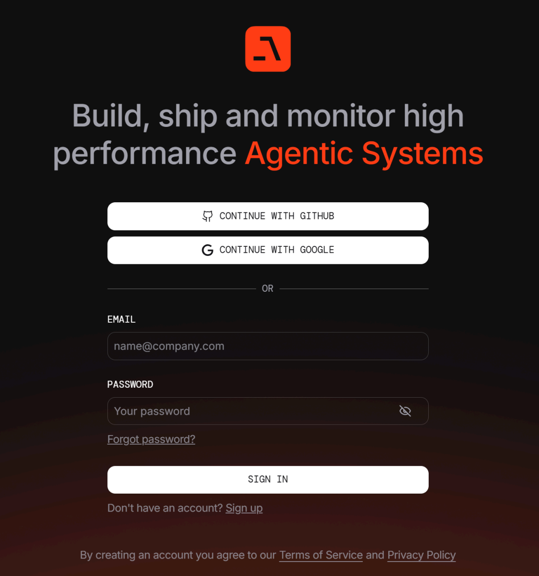 AgentOS UI官网注册界面