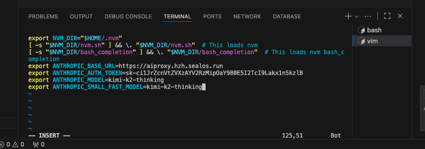 VS Code终端配置Kimi K2-thinking环境变量