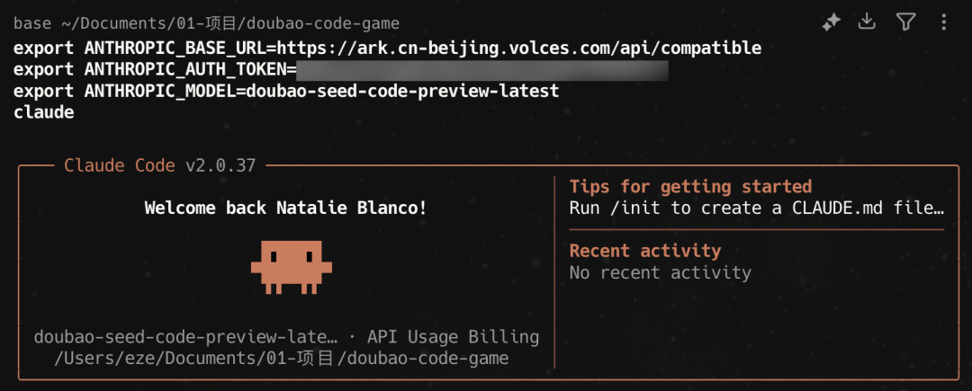 图片：豆包Seed-Code模型配置成功提示