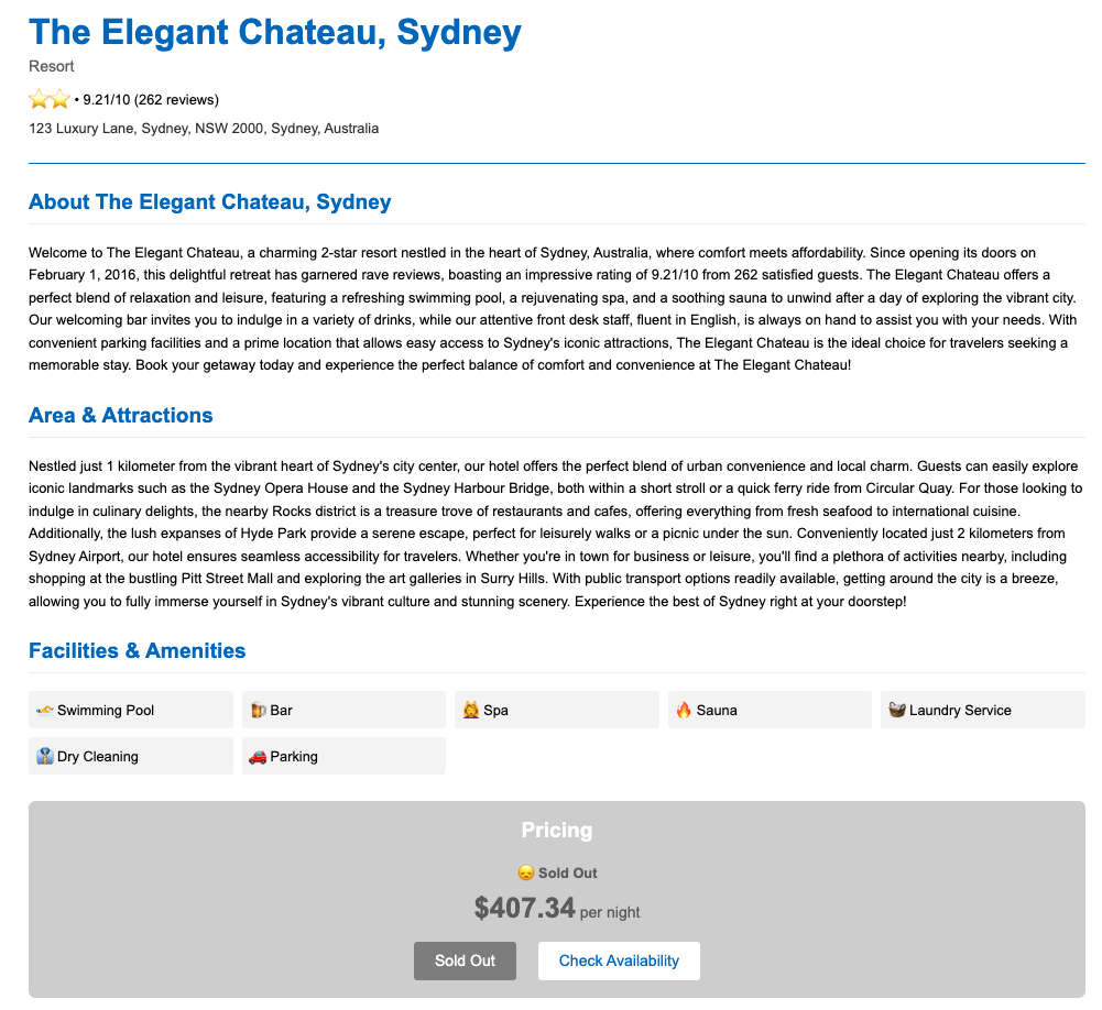 图7：S-RAG测试数据集Hotels中的一个文档页面示例