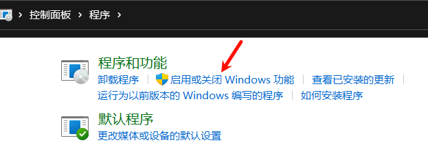 Windows功能：启用或关闭界面