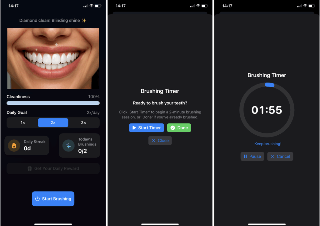 Brush Tracker应用中的计时器功能界面