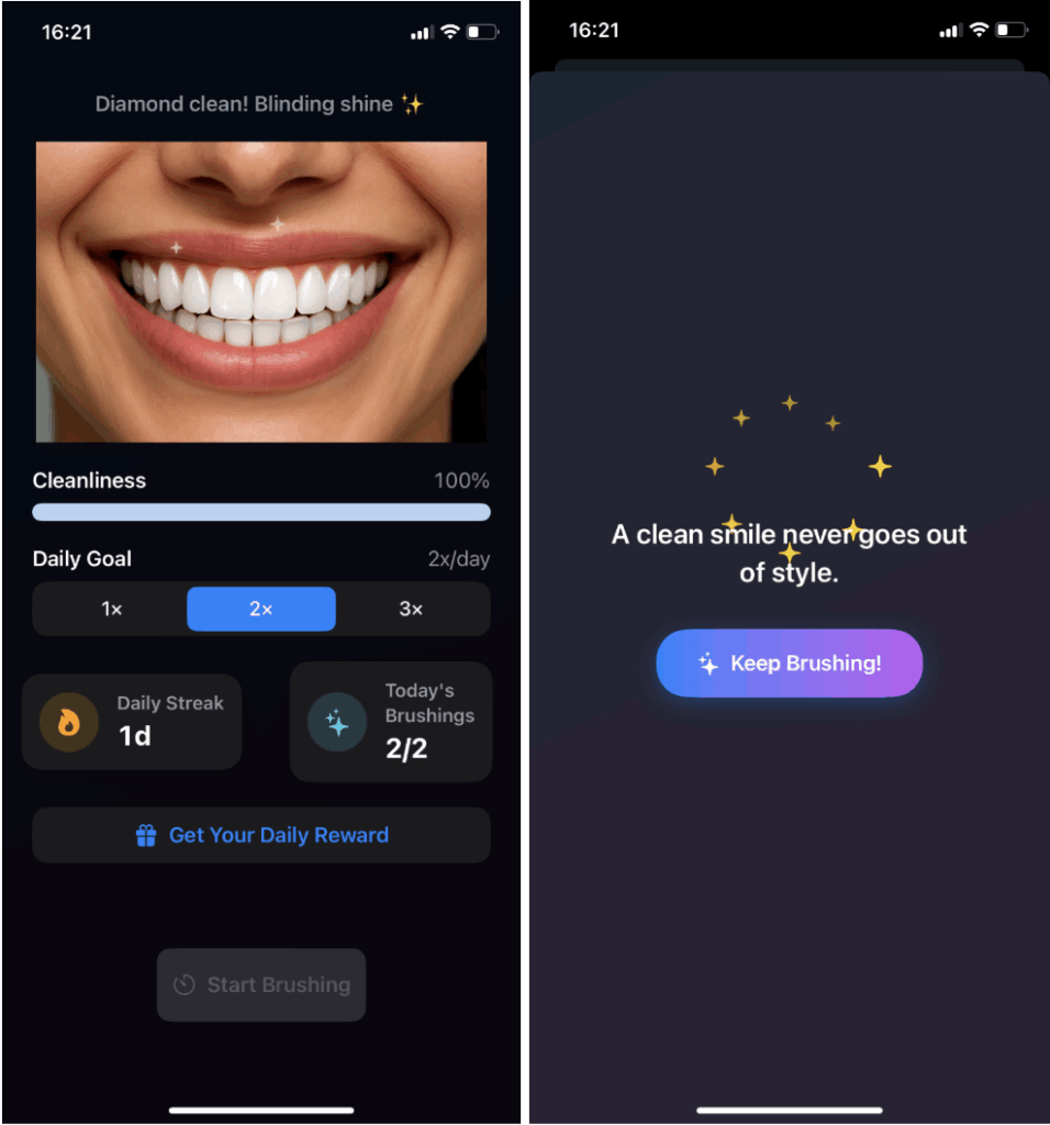 Brush Tracker应用中的每日奖励界面，显示励志名言
