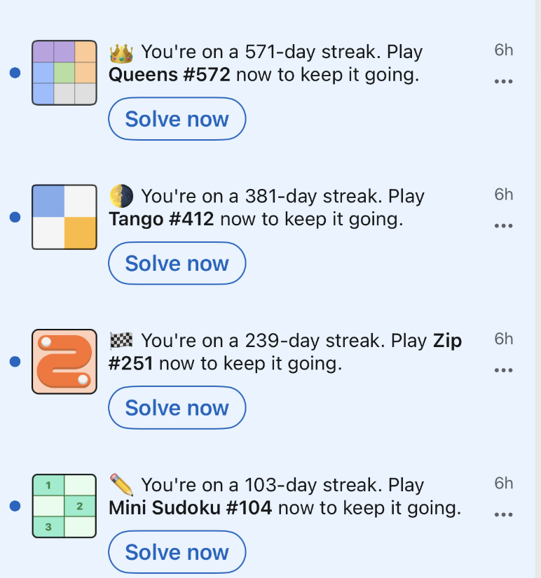 LinkedIn小游戏通知截图