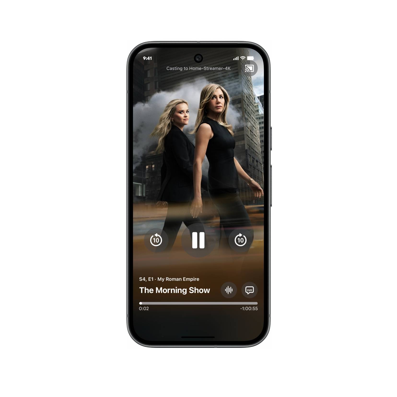 苹果TV+剧集《晨间直播秀》投屏示意图