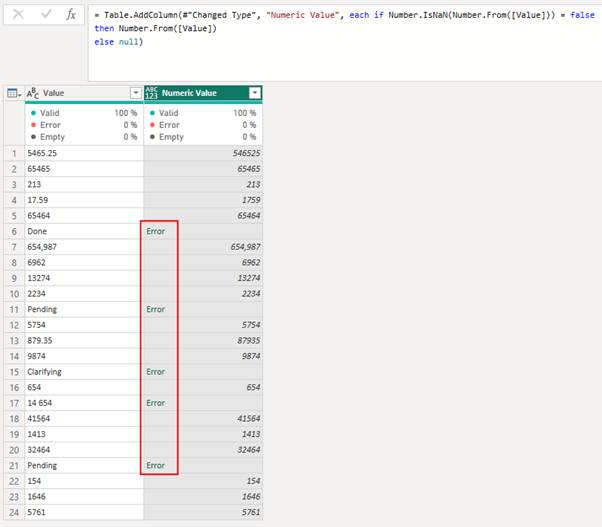 图4 – 对转换后的值应用IsNaN()，数字被返回，但文本出现错误