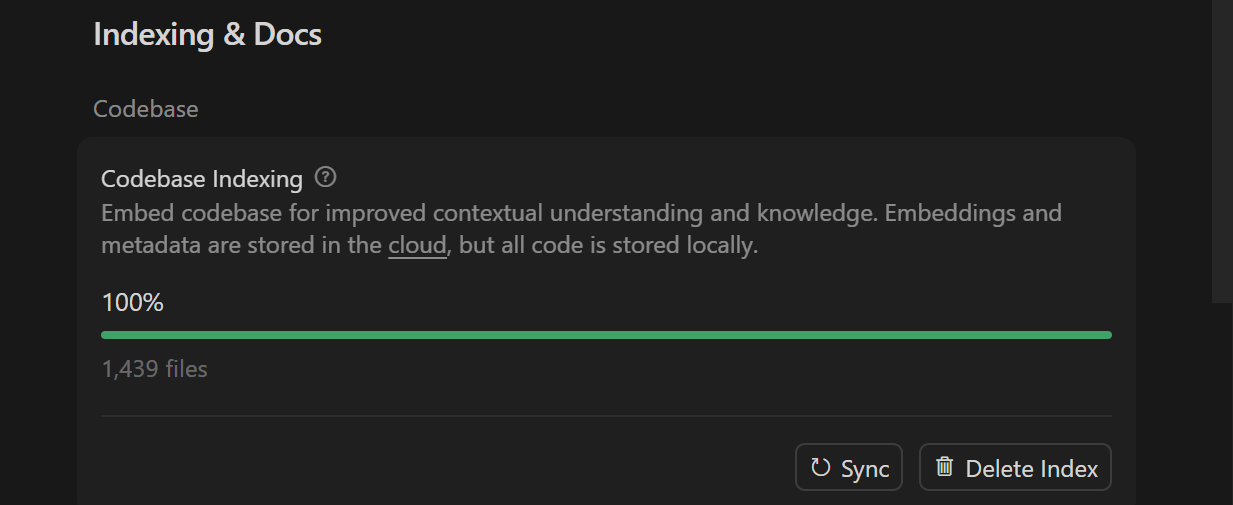 图片10：Cursor设置标签页中的索引与文档区域 | 作者供图