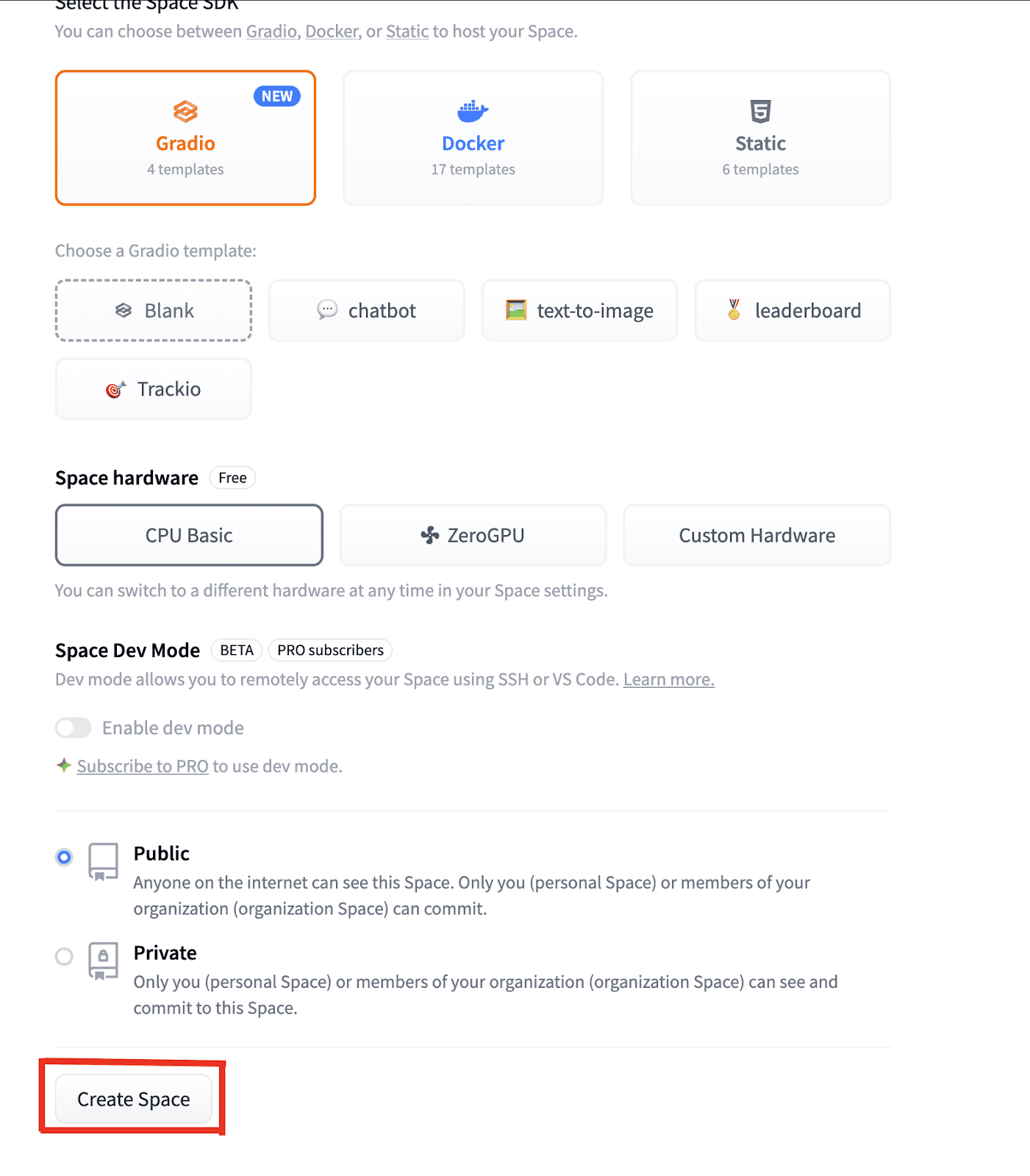 图3:Space配置界面