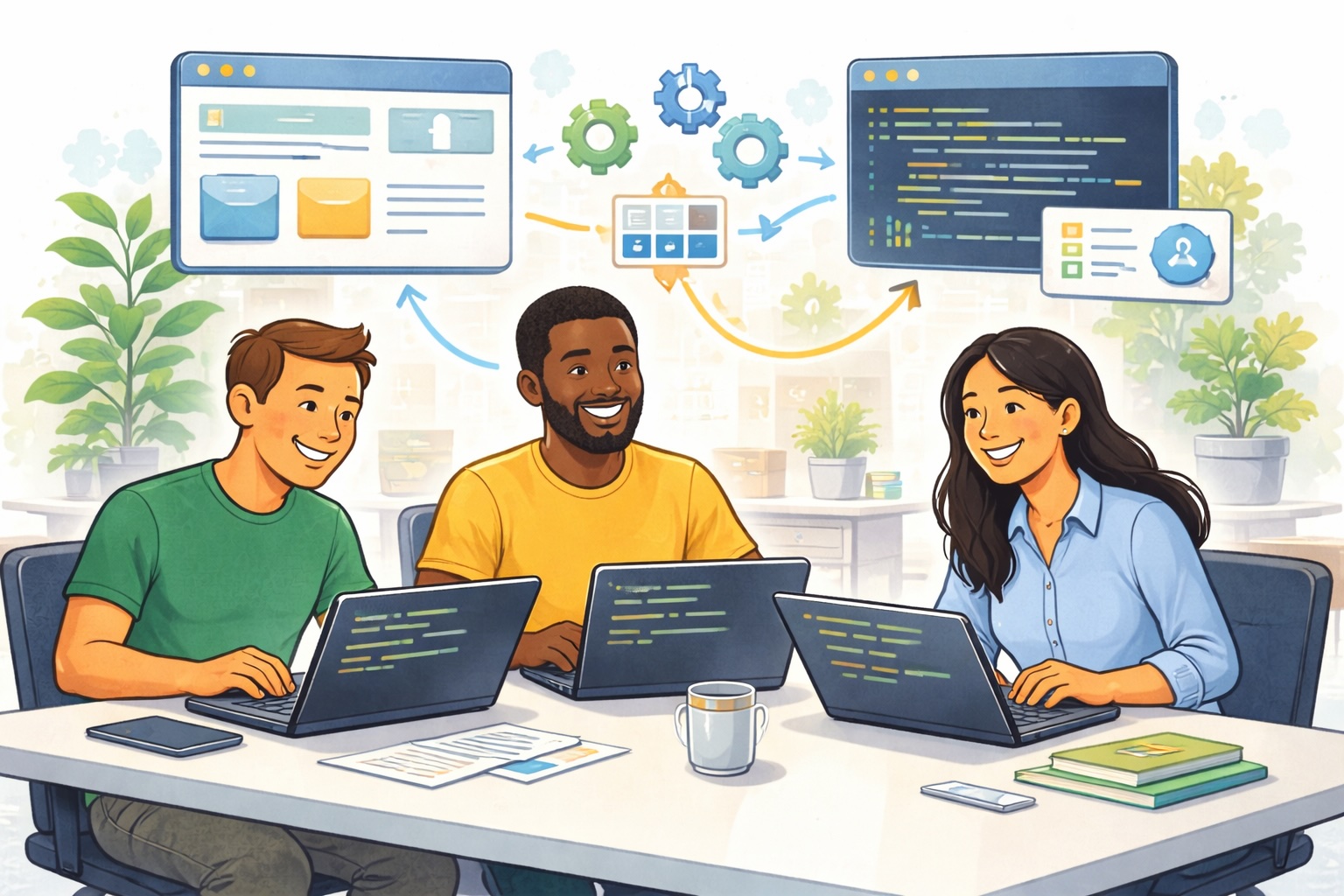 图1：使用AI助理进行全栈编程的可视化示意图